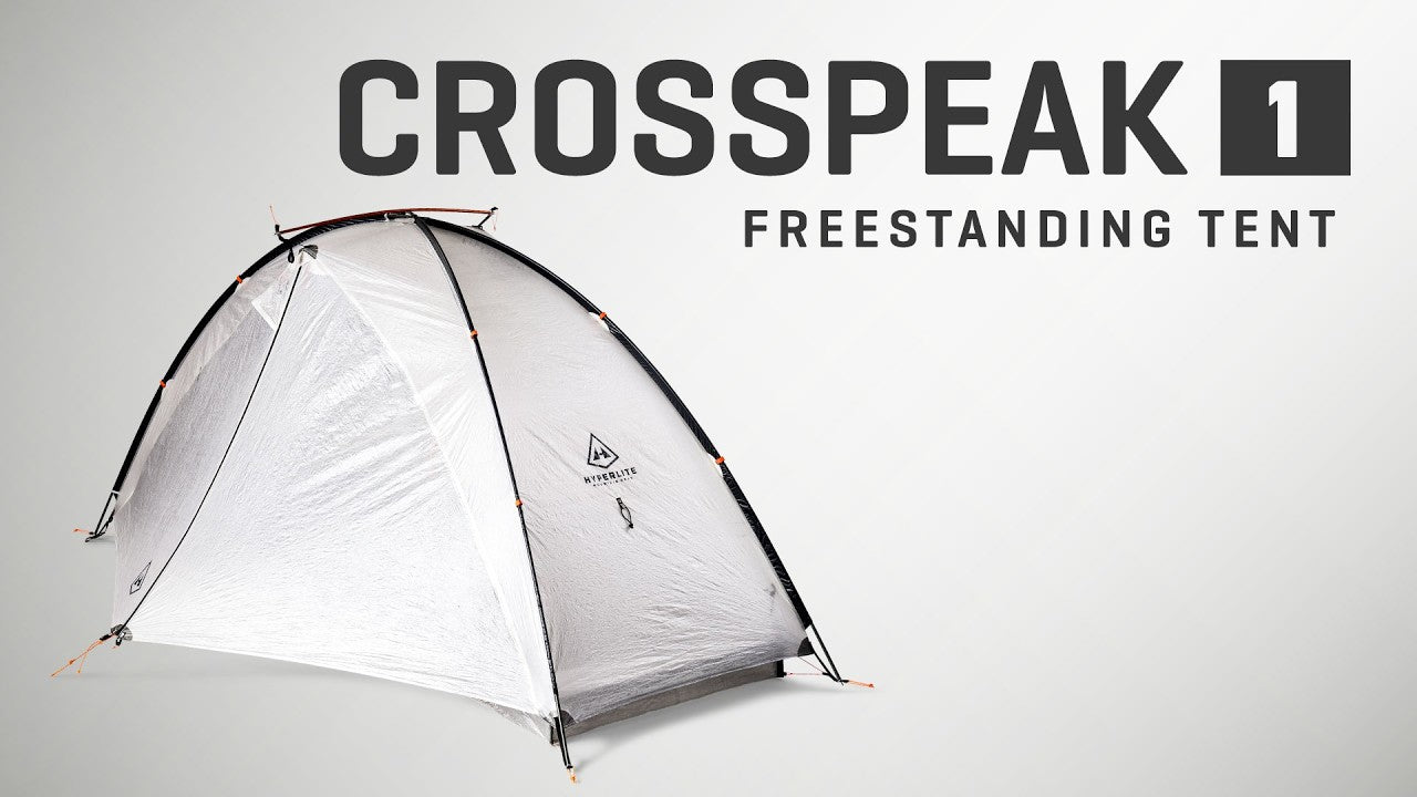 Crosspeak 1 freestanding tent on a light gray background